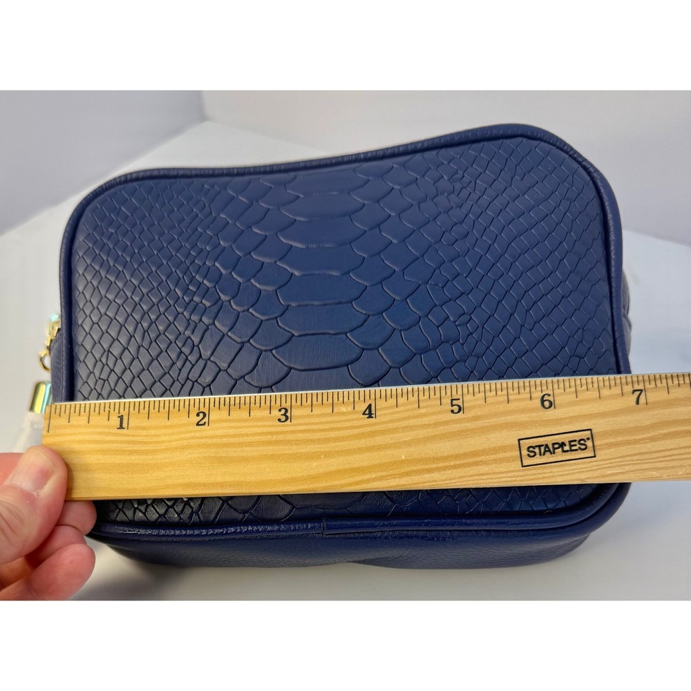 Gigi New York Kylie Leather Belt Bag Dark Blue Gold Hardware Tassel - Picture 5 of 8